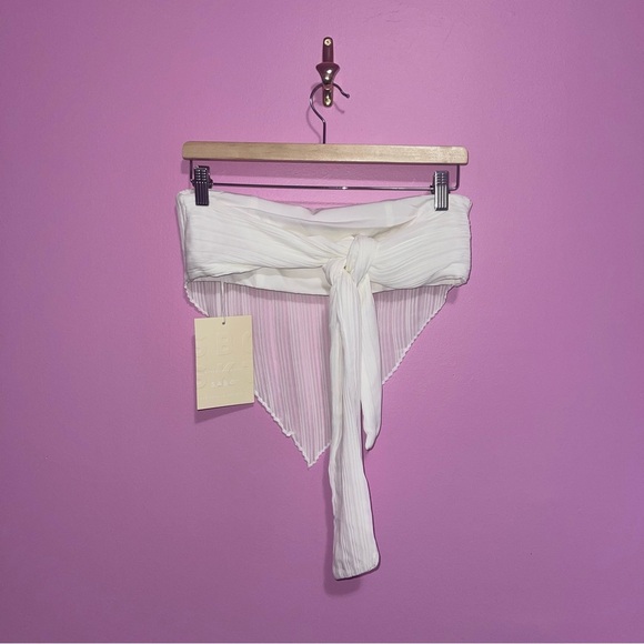 Sabo Penelope‎ Scarf Top Women's Size Medium White Pleated Fabric Strapless NWT - Picture 9 of 14